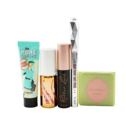 Benefit Pretty Up & Away Set (Primer + Powder + Cheek & Lip Stain + Brow Pencil + Mascara) 5pcs
