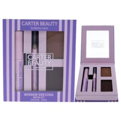 Carter Beauty Window Dressing Brow Kit - Medium-Dark By Carter Beauty For Women - 3 Pc 0.08oz Brow Powder, 0.1oz Brow Gel, 0.01oz Brow Pencil